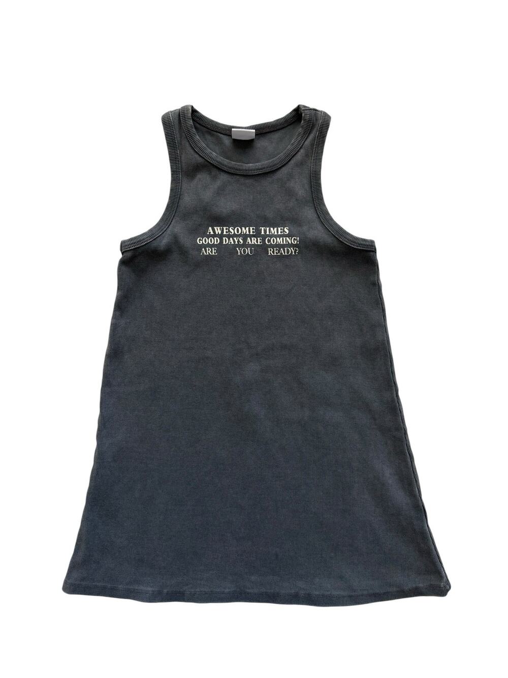 Zara Gray Ribbed Knit Racerback Tank Dress Size 9
